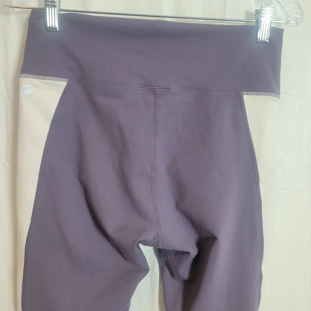 Fabletics Chara High Waist Stirrup Leggings Women's Size Large Purple White Yoga
